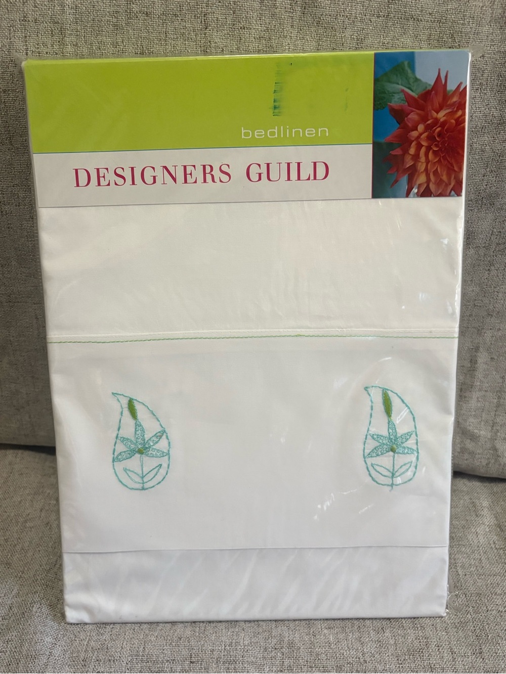 Designers Guild Embroidered Paisley Motif Cotton Full Size Flat Sheet Flat NWOT